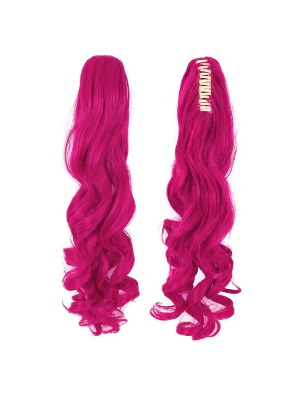Women's Hot Pink 28 Inch Lolita Long Curly 2 Ponytails Clip On Cosplay Wigs